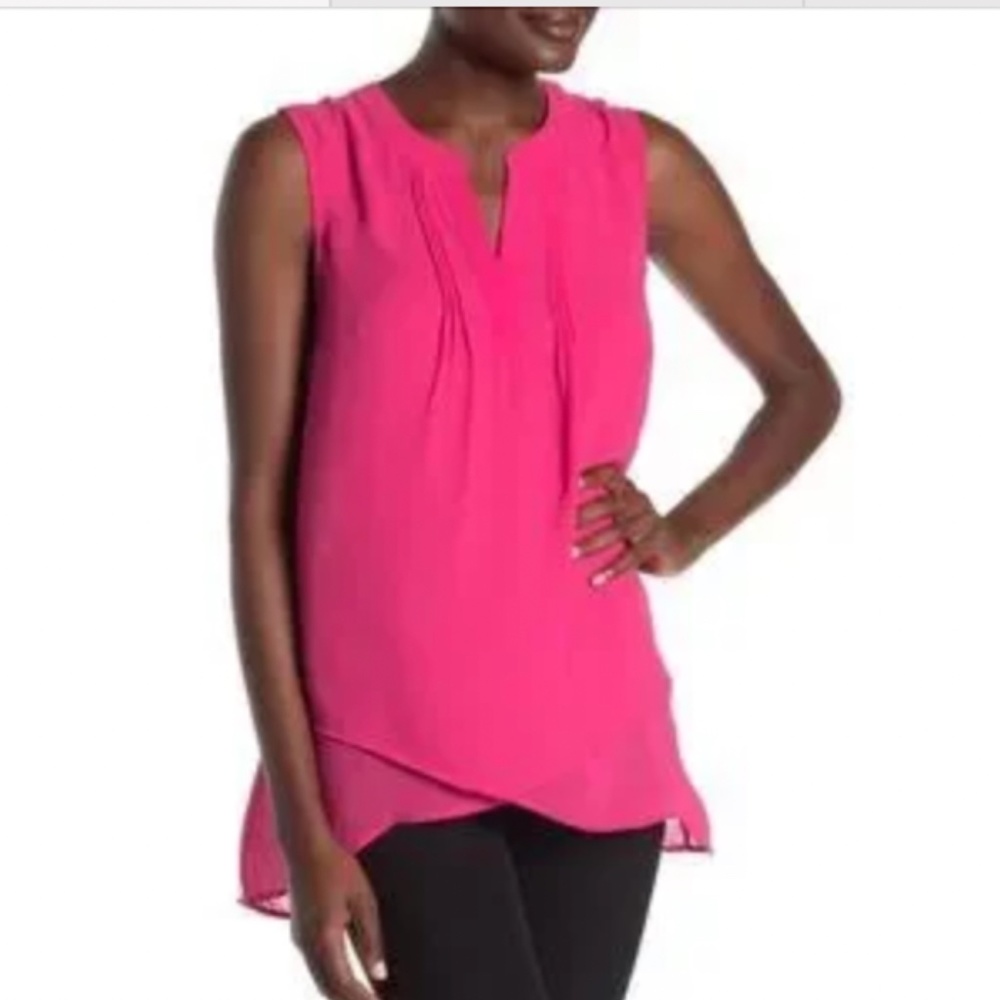 DR2 by Daniel Rainn Faux Wrap Print Tank Top